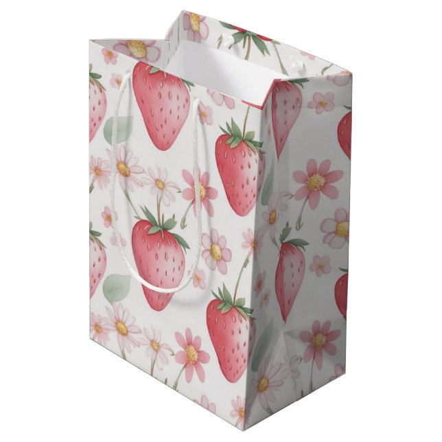Rosa Strawberry-blommor Födelsedagsfest för henne (Baksidan Vinklad)