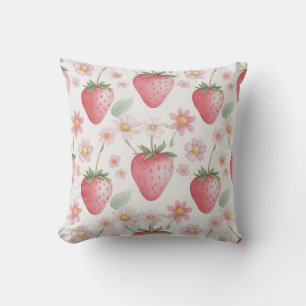 Rosa Strawberry-blommor Födelsedagsfest för henne Kudde
