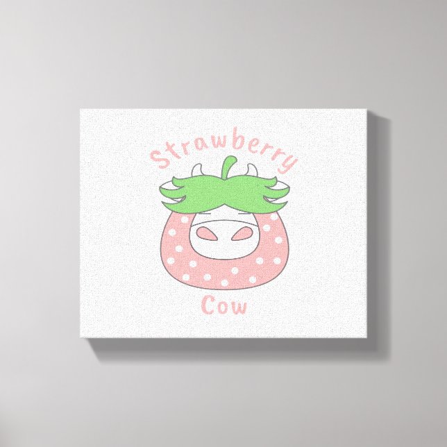 Rosa Strawberry Cow Classic T-Shirt Canvastryck (Framsida)