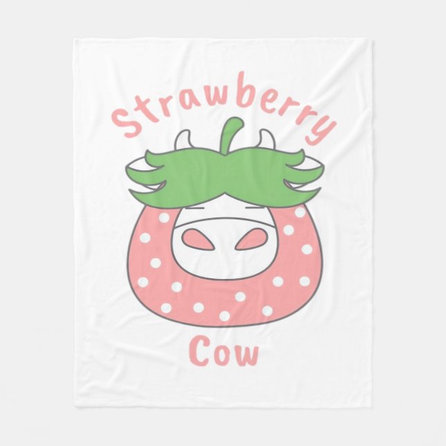 Rosa Strawberry Cow Classic T-Shirt Fleecefilt (Framsidan)