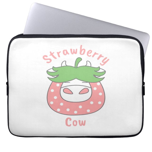 Rosa Strawberry Cow Classic T-Shirt Laptop Fodral (Framsidan)