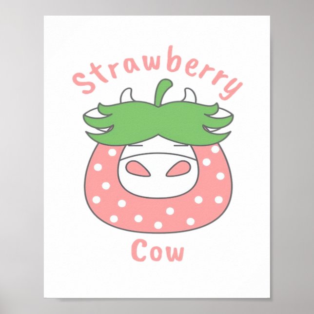 Rosa Strawberry Cow Classic T-Shirt Poster (Framsidan)