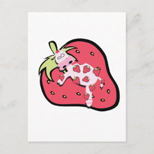 Rosa Strawberry Cow Vykort