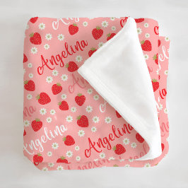 Rosa Strawberry Custom Name Girls Fleece Blanket
