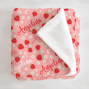 Rosa Strawberry Custom Name Girls Fleece Blanket