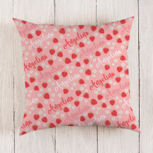 Rosa Strawberry Custom Name Girls Pillow