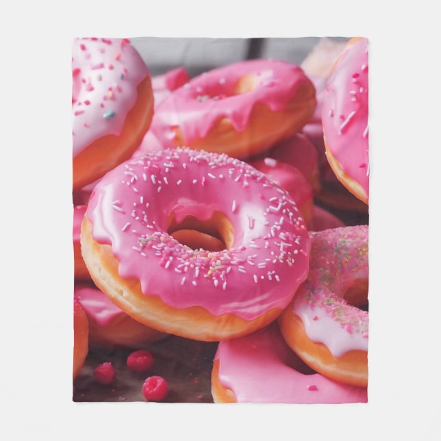 Rosa Strawberry Donuts Fleecefilt (Framsidan)
