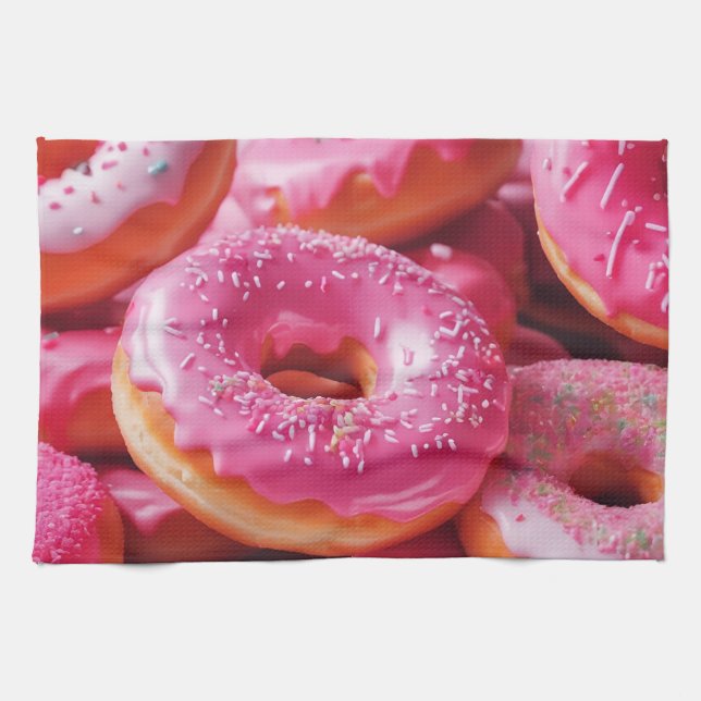 Rosa Strawberry Donuts Kökshandduk (Horisontell)