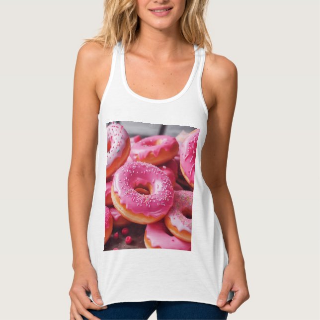 Rosa Strawberry Donuts Linne Med Racerback (Framsida)