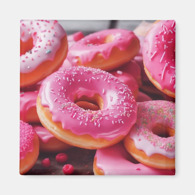 Rosa Strawberry Donuts Magnet (Framsidan)