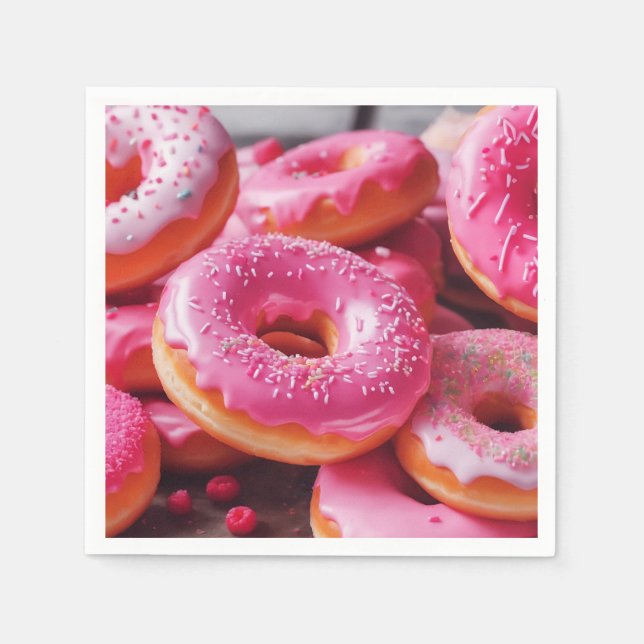 Rosa Strawberry Donuts Pappersservett (Framsidan)