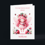 Rosa Strawberry Fairy Berry Birthday Sister Kort<br><div class="desc">Fira en speciell födelsedag med vår personlig Strawberry Fairy Girl Birthday Sister card! Det här fantastiska kortet är perfekt för din syster som kärlek en aning magi. Anpassa fronten med hennes namn och lägg till ett uppriktigt budskap inuti. Den charmerande designen har ett vismiskt jordgubbsfärer, som säkert ger henne ett...</div>