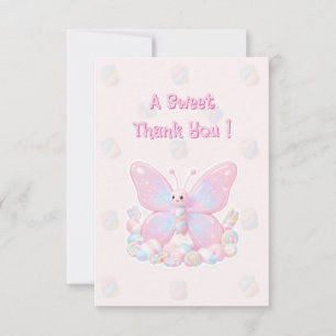 Rosa Strawberry Fjäril Baby Shower Tackkort Tack Kort