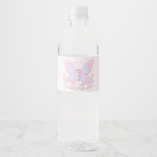 Rosa Strawberry Fjäril Flicka Baby Shower Vatten  Vattenflaskor Etikett