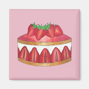 Rosa Strawberry Fraisier Cake Fransk Pastry Chef Magnet