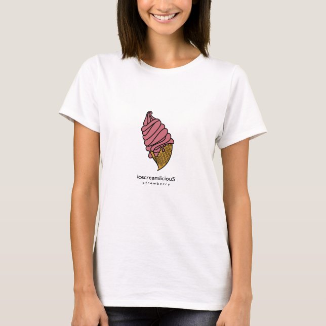 Rosa Strawberry Ice Cream Cone icecreamliciou S T Shirt (Framsida)
