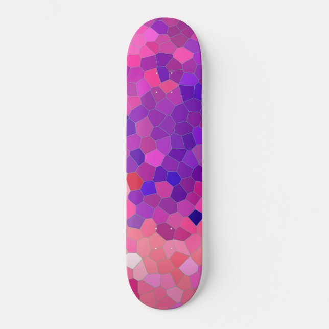 Rosa Strawberry Mosaic Mönster Mini Skateboard Bräda 18,5 Cm (Framsida)
