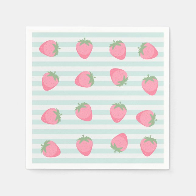Rosa Strawberry Rand Pappersservett (Framsidan)