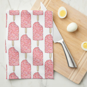 Rosa Strawberry Shorttårta Ice Cream Popsicle Pop. Kökshandduk