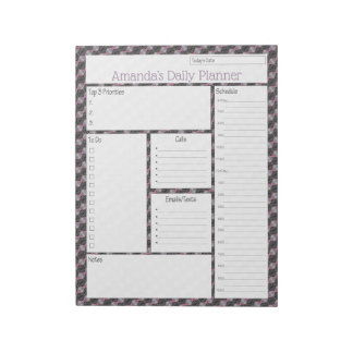 Rosa Streamer Abstract Design Daily Planner Anteckningsblock