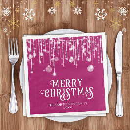 Rosa String Ljus jul Party Pappersservett