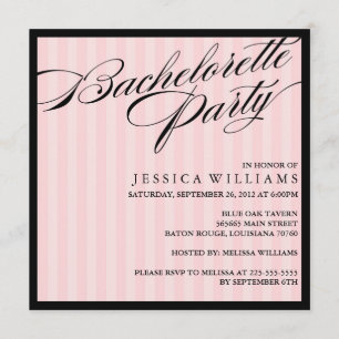 Rosa Stripe Bachelorette Party Inbjudningar