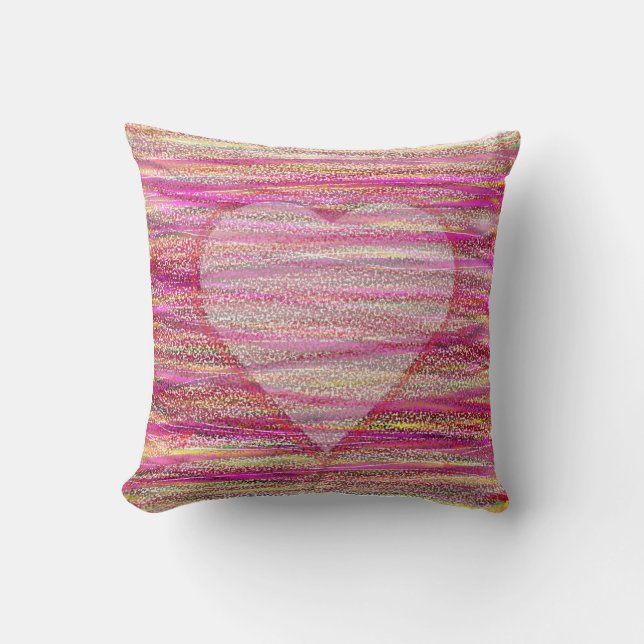 Rosa Stripe Heart Pillow for Soffa Kudde (Framsida)
