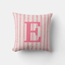 Rosa stripe Monogram Brev Dekorativ kudde