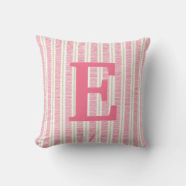 Rosa stripe Monogram Brev Dekorativ kudde