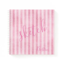 Rosa Stripe Monogram Namn Sketchbook