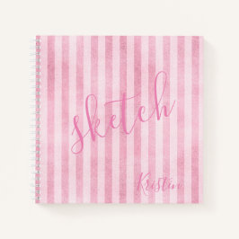 Rosa Stripe Monogram Namn Sketchbook
