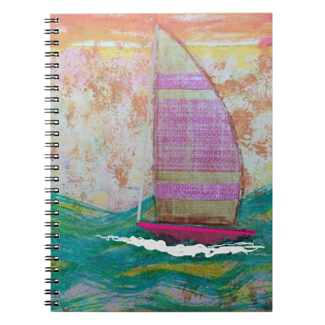 Rosa Stripe Sail Anteckningsbok (Framsidan)