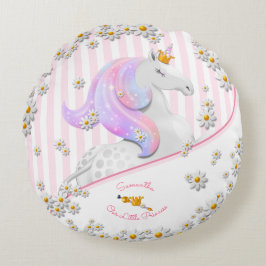 Rosa Stripe Unicorn Princess Nursery Rund Kudde