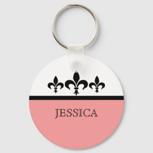 Rosa Stroppig Fleur De Lis Keychain Nyckelring