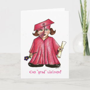 Rosa Studenten Cap Gown Diploma Student Kort