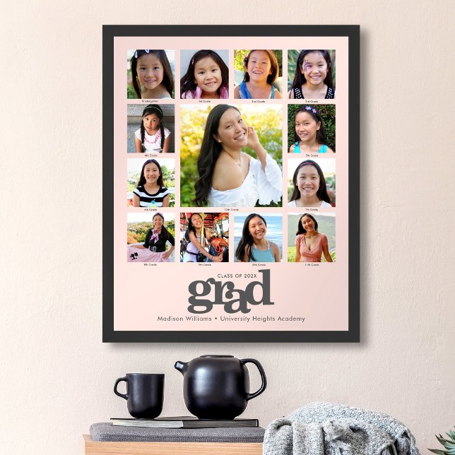  Rosa Studenten K-12 Photo Collage Modern Poster (Skapare uppladdad)