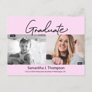  rosa Studenten Sen och nu Student Foton Meddelande Vykort