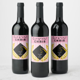 Rosa Studentfest Gift Vinflaska Etikett