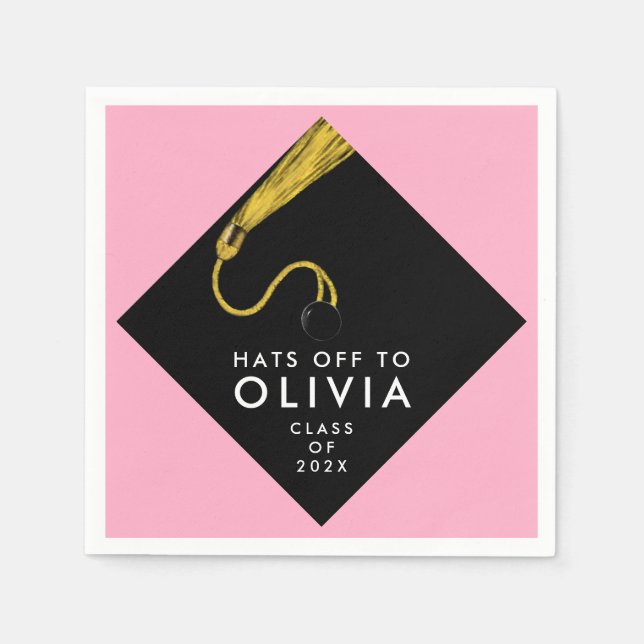 Rosa Studentfest Napkins Pappersservett (Framsidan)