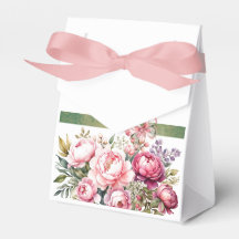 Rosa stugans blomsterbukett presentbox