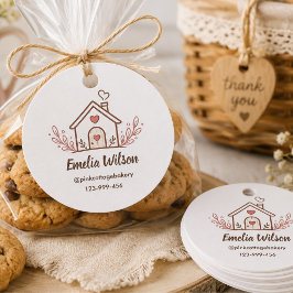 Rosa stugans hembakery gåvor etiketter