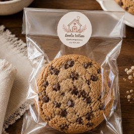 Rosa stugans hembakery runt klistermärke