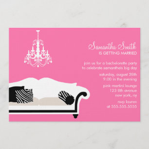 Rosa Stylish Soffa och Taklampa Party Inbjudningar