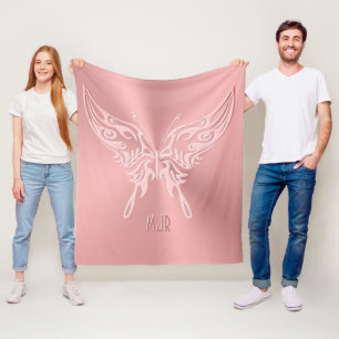 Rosa Stylized Butterfly Round Svan, Embossed-look Fleecefilt