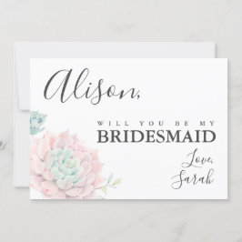 Rosa Succulent Bridesmaid Frieri kort