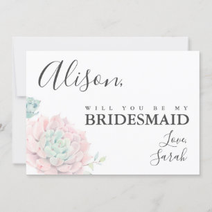 Rosa Succulent Bridesmaid Frieri kort