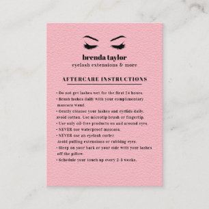 Rosa Suede Eyelash Browbar AEfterhand Instruktione Visitkort