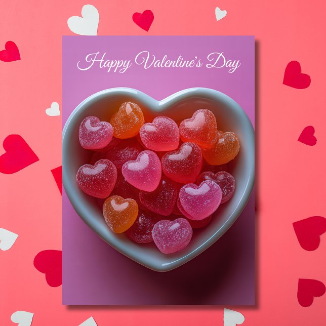 Rosa Sugar candy Hearts Valentine's Hälsning Kort (Skapare uppladdad)