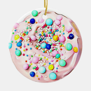 Rosa Sugar Cookie Realistic Food jul Julgransprydnad Keramik