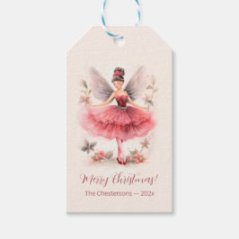 Rosa Sugar Plum Fairy Vintage jul Gift Märkre Presentetikett